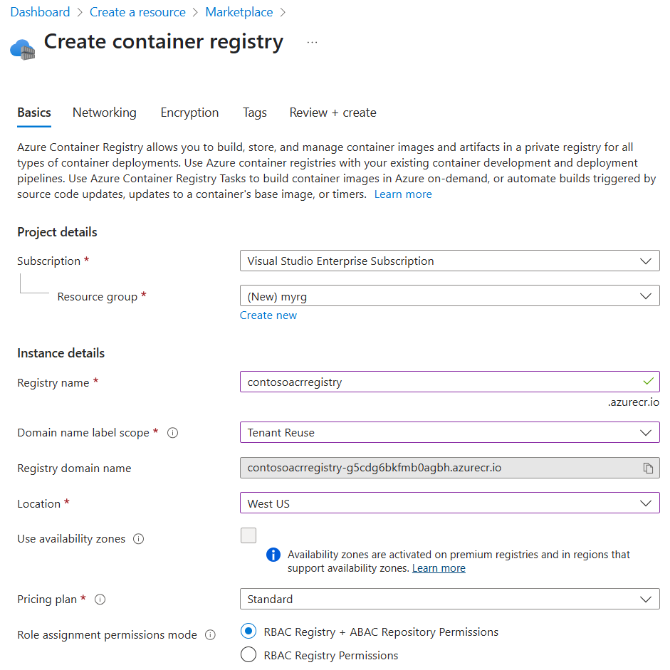 Enabling ABAC on a new ACR during creation